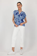 Load image into Gallery viewer, Monari V Neck Paisley Printed Tee 409756 - Navy
