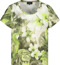Load image into Gallery viewer, Monari Botanical Print Tee with Rhinestones 410691 - Lime

