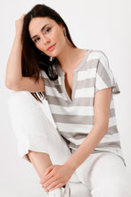 Load image into Gallery viewer, Monari Stripe Tee 409879 - Bamboo/White
