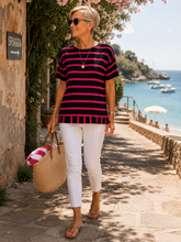 Load image into Gallery viewer, Lauren Soho Tee - Black &amp; Pink Stripe
