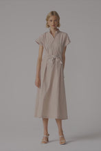 Load and play video in Gallery viewer, Joseph Ribkoff Tie Waist Memory Dress 261177 - Parchment
