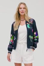 Load and play video in Gallery viewer, Johnny Was Oaklynn Bomber Jacket 45626 - Navy
