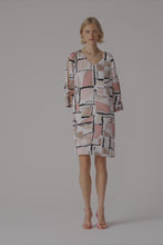 Load and play video in Gallery viewer, Joseph Ribkoff Abstract Print Trapeze Dress 261258 - Vanilla Multi
