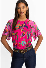 Load image into Gallery viewer, Johnny Was Janie Raglan Tee 13125 - Verney Print Hot Pink
