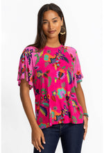 Load image into Gallery viewer, Johnny Was Janie Raglan Tee 13125 - Verney Print Hot Pink
