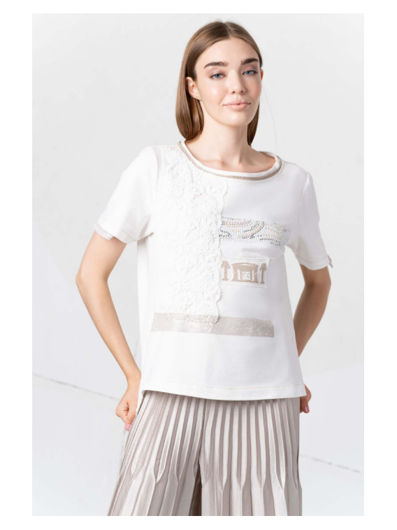 Elisa Cavaletti Short Sleeve Sweatshirt EJP255523508 - Off White